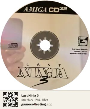 Last Ninja 3 Amiga CD32, PAL disc