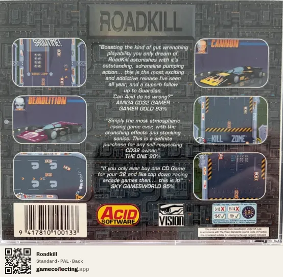 Roadkill Amiga CD32, PAL box back