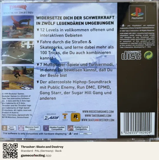 Thrasher: Skate and Destroy PlayStation, Germany box back