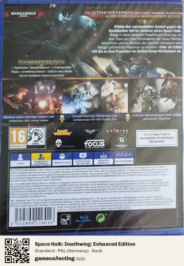 Space Hulk: Deathwing: Enhanced Edition PlayStation 4, Germany box back