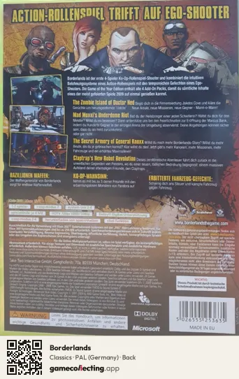 Borderlands Xbox 360, Germany box back