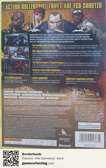 Borderlands Xbox 360, Germany box back