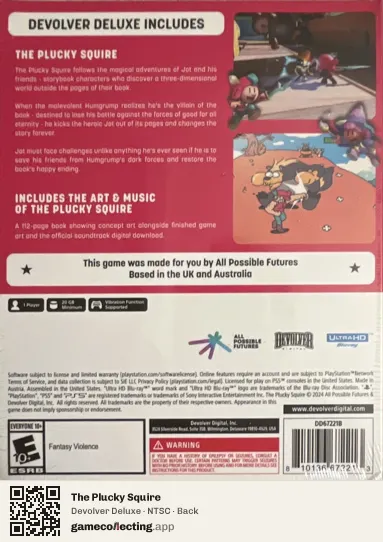 The Plucky Squire PlayStation 5, NTSC box back