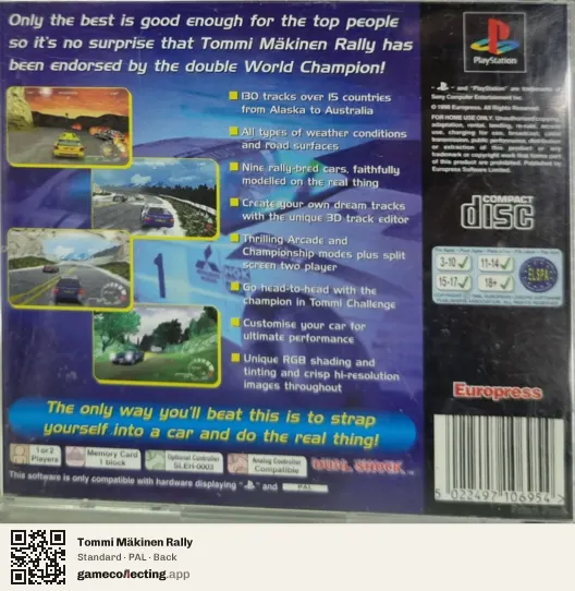 Tommi Mäkinen Rally PlayStation, PAL box back