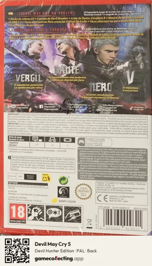 Devil May Cry 5 Nintendo Switch 2, PAL box back