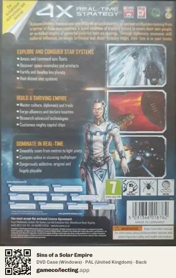 Sins of a Solar Empire Computer, United Kingdom box back
