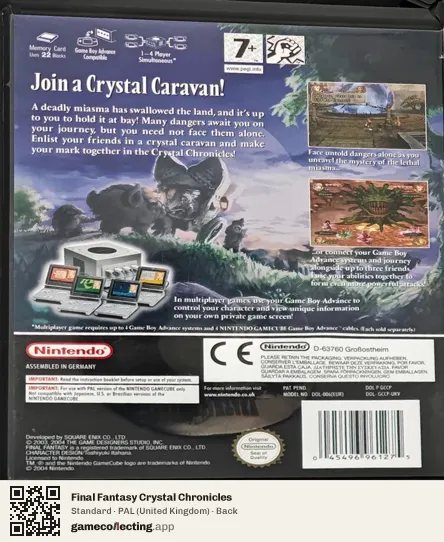Final Fantasy Crystal Chronicles Nintendo GameCube, United Kingdom box back