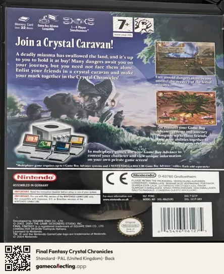 Final Fantasy Crystal Chronicles Nintendo GameCube, United Kingdom box back
