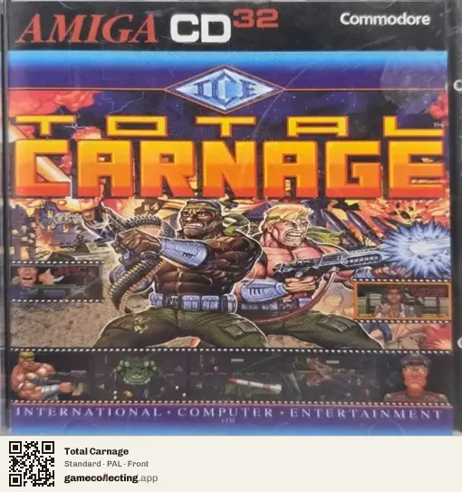 Total Carnage Amiga CD32, PAL box front