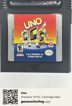 Uno Game Boy Color, NTSC cartridge label