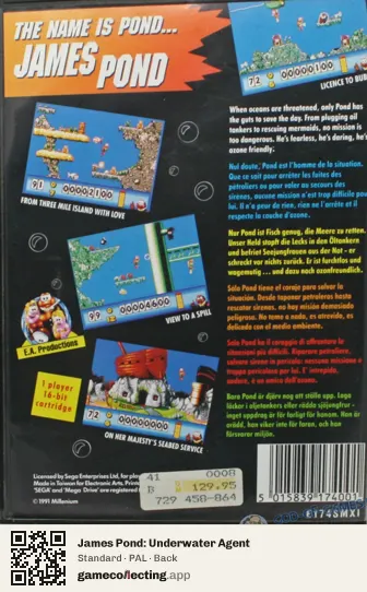 James Pond: Underwater Agent Sega Mega Drive / Genesis, PAL box back