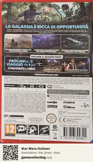 Star Wars Outlaws Nintendo Switch 2, Italy box back