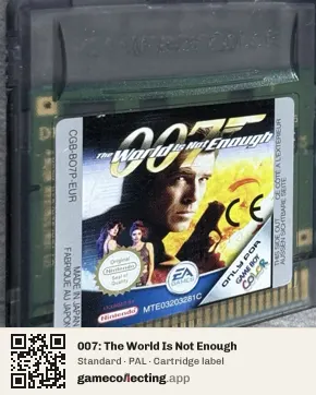 007: The World Is Not Enough Game Boy Color, PAL cartridge label