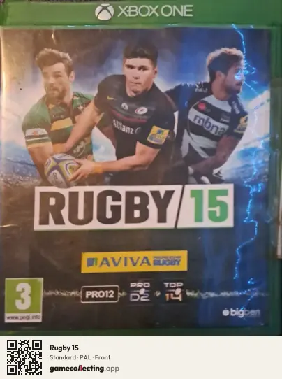 Rugby 15 Xbox One, PAL box front
