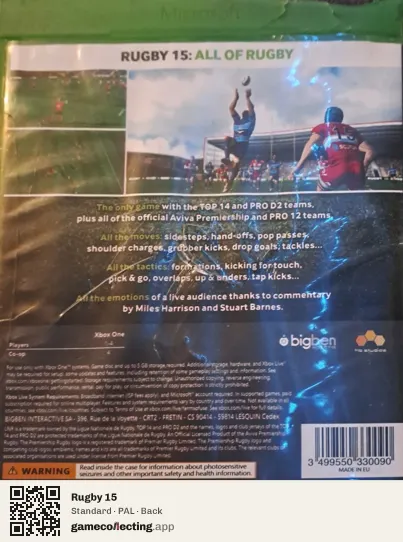 Rugby 15 Xbox One, PAL box back
