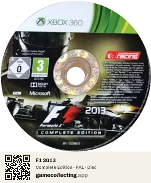 F1 2013 Xbox 360, PAL disc