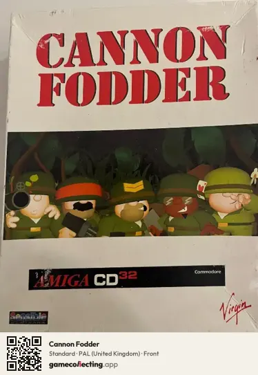 Cannon Fodder Amiga CD32, United Kingdom box front