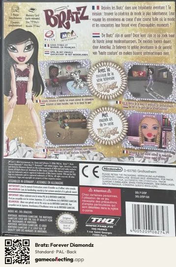 Bratz: Forever Diamondz Nintendo GameCube, PAL box back