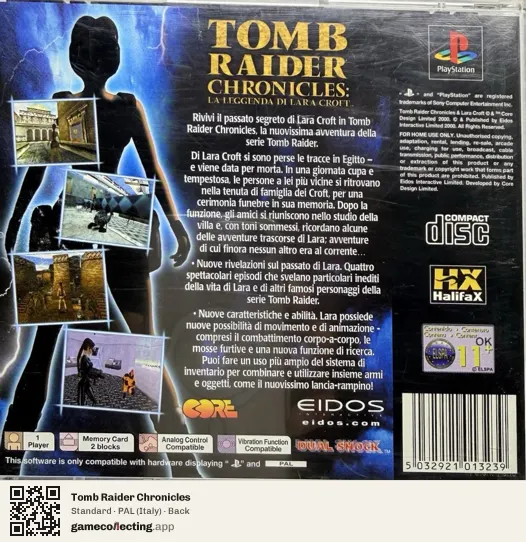 Tomb Raider Chronicles PlayStation, Italy box back