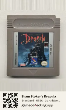 Bram Stoker's Dracula Game Boy, NTSC cartridge label