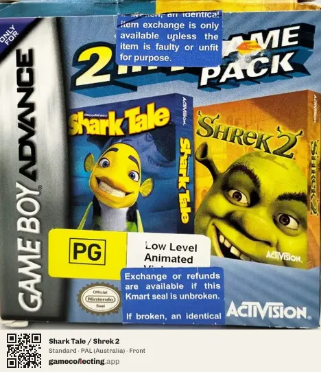 Shark Tale / Shrek 2 Game Boy Advance, Australia box front