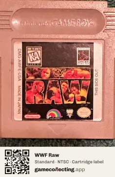 WWF Raw Game Boy, NTSC cartridge label