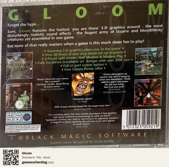 Gloom Amiga CD32, PAL box back