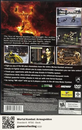 Mortal Kombat: Armageddon PlayStation 2, NTSC box back