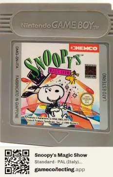 Snoopy's Magic Show Game Boy, PAL cartridge label