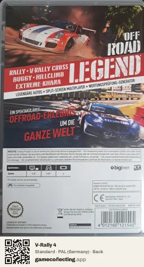 V-Rally 4 Nintendo Switch, Germany box back