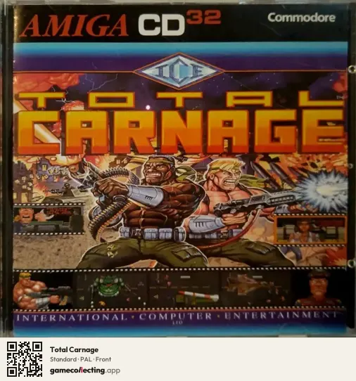 Total Carnage Amiga CD32, PAL box front