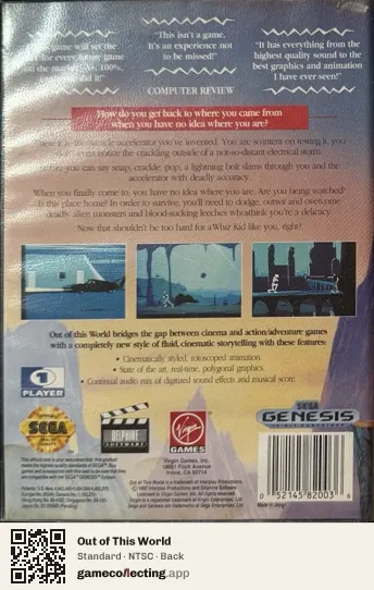 Out of This World Sega Mega Drive / Genesis, NTSC box back