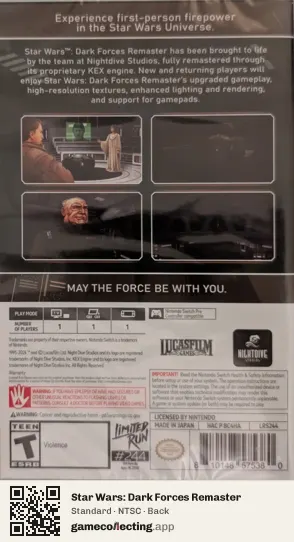 Star Wars: Dark Forces Remaster Nintendo Switch, NTSC box back
