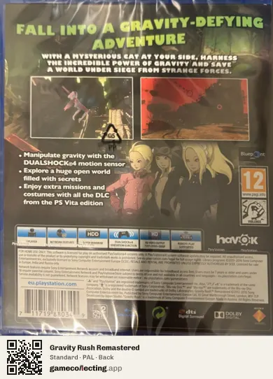 Gravity Rush Remastered PlayStation 4, PAL box back