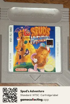 Spud's Adventure Game Boy, NTSC cartridge label