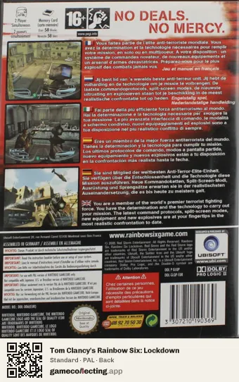 Tom Clancy's Rainbow Six: Lockdown Nintendo GameCube, PAL box back