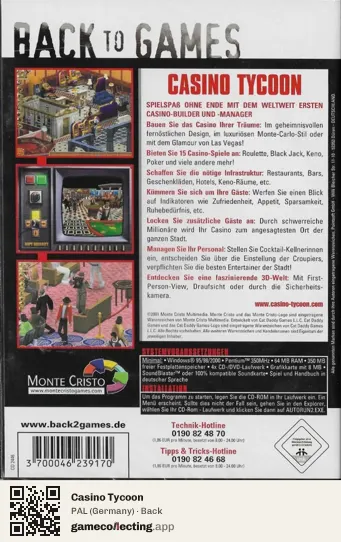 Casino Tycoon Computer, Germany box back