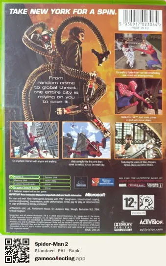 Spider-Man 2 Xbox, PAL box back