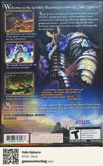 Odin Sphere PlayStation 2, NTSC box back