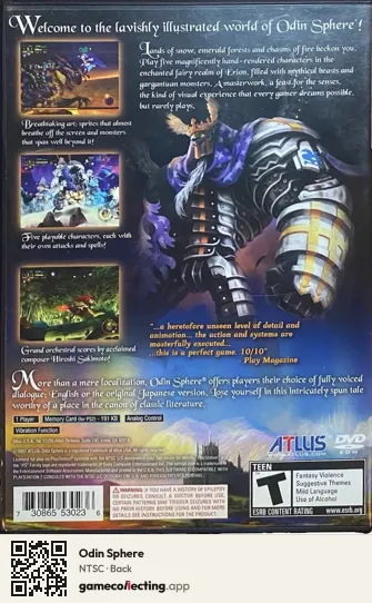 Odin Sphere PlayStation 2, NTSC box back