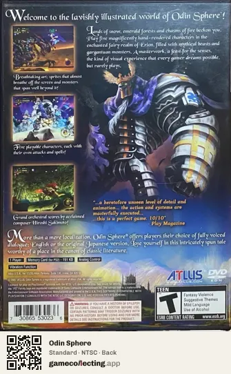 Odin Sphere PlayStation 2, NTSC box back