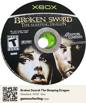 Broken Sword: The Sleeping Dragon Xbox, NTSC disc