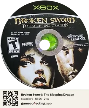 Broken Sword: The Sleeping Dragon Xbox, NTSC disc