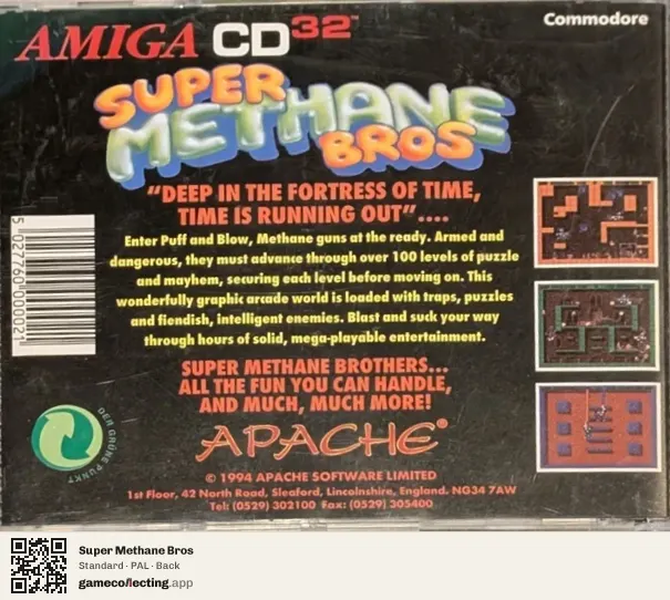 Super Methane Bros Amiga CD32, PAL box back