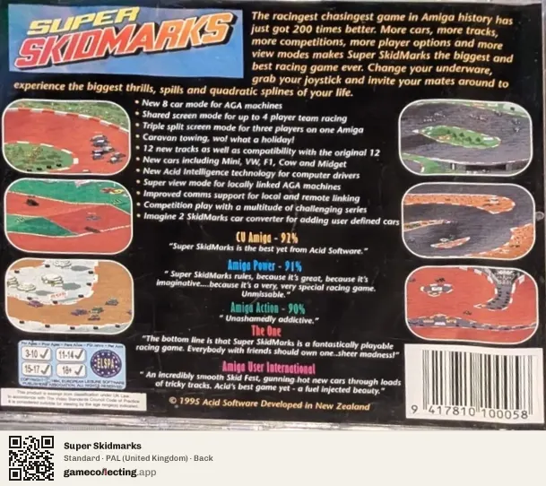 Super Skidmarks Amiga CD32, United Kingdom box back