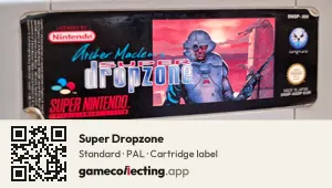 Super Dropzone Super Nintendo Entertainment System, PAL cartridge label