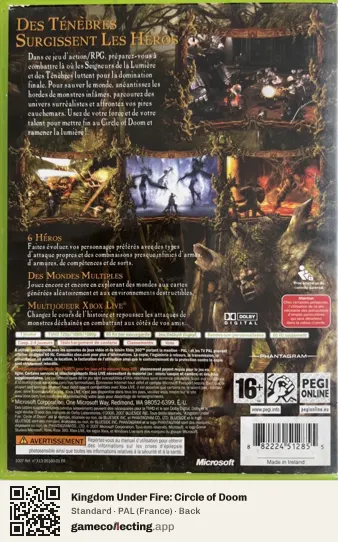 Kingdom Under Fire: Circle of Doom Xbox 360, France box back