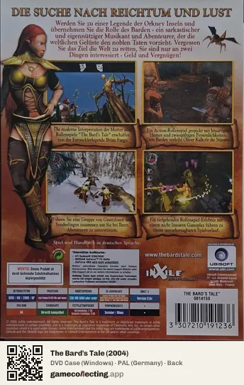 The Bard's Tale (2004) Computer, Germany box back