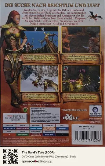 The Bard's Tale (2004) Computer, Germany box back