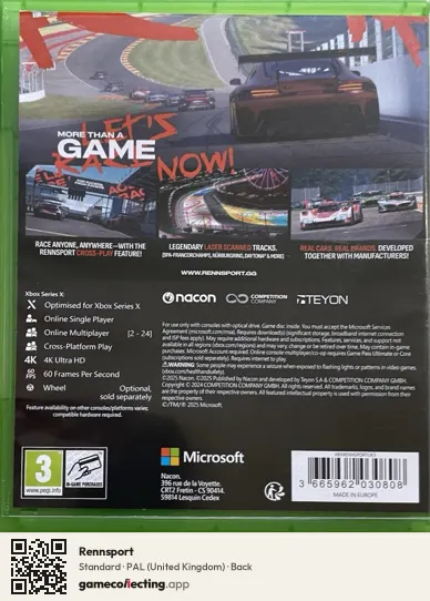 Rennsport Xbox Series X, United Kingdom box back